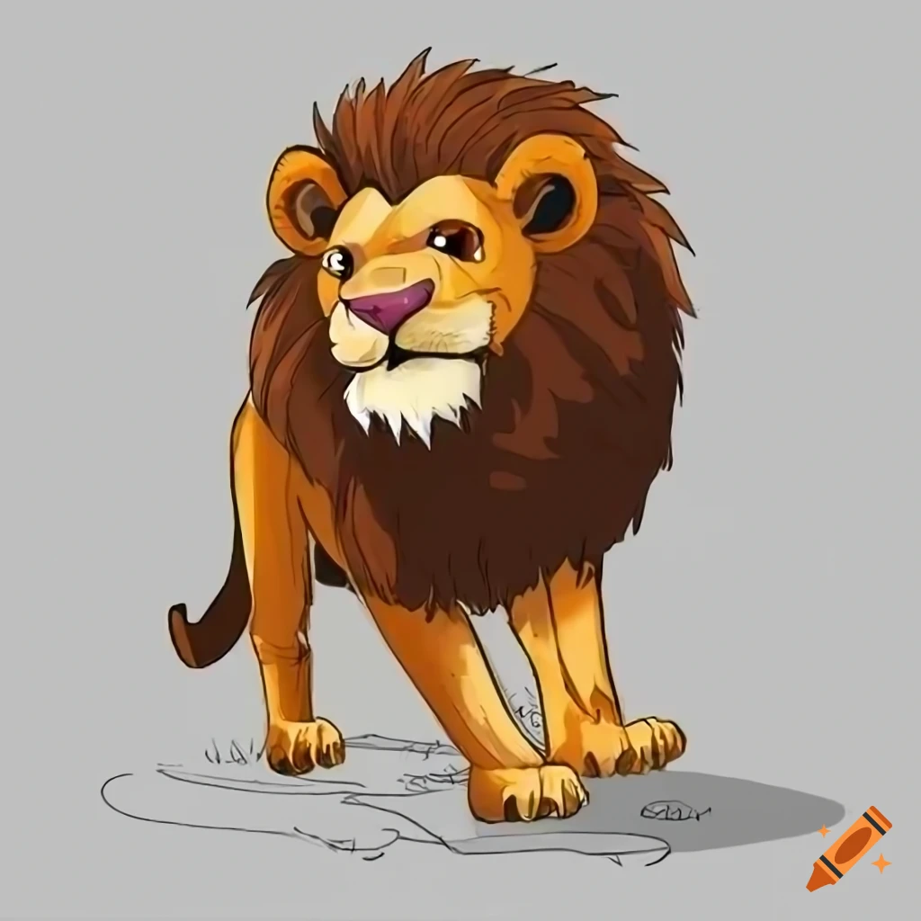 Lion cartoon drawing Royalty Free Vector Image