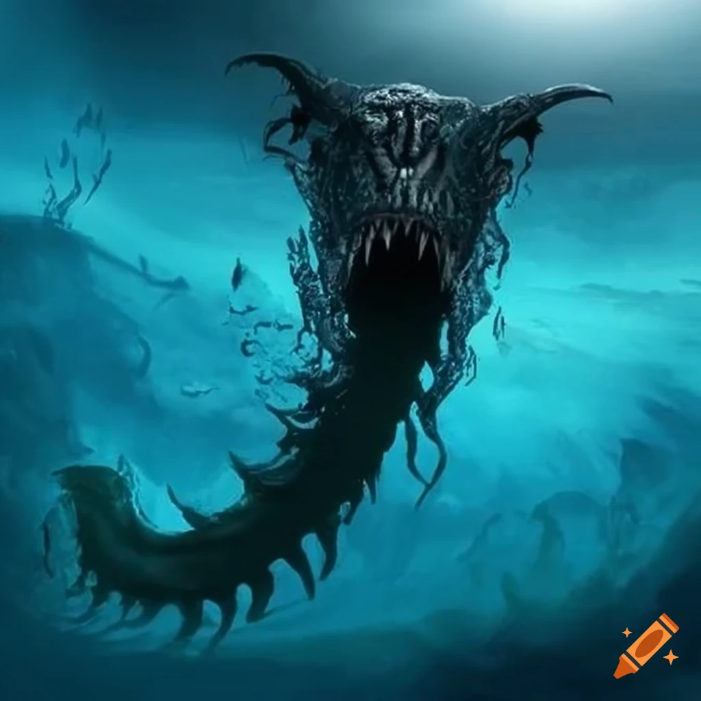 Ancient monster in a deep black water