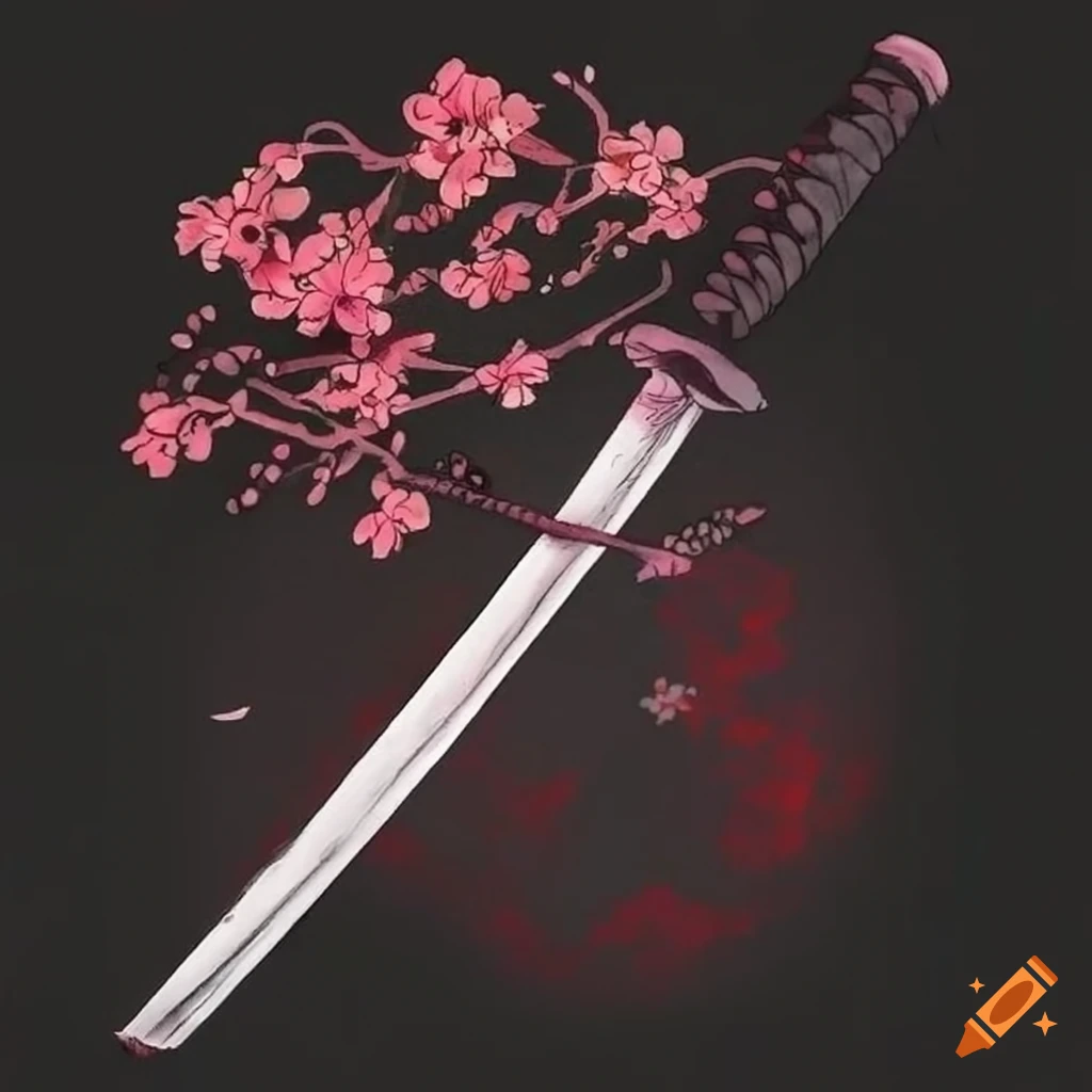 Katana sword samurai ronin with red crescent moon japanese style tattoo  flat vector icon design. Stock Vector | Adobe Stock