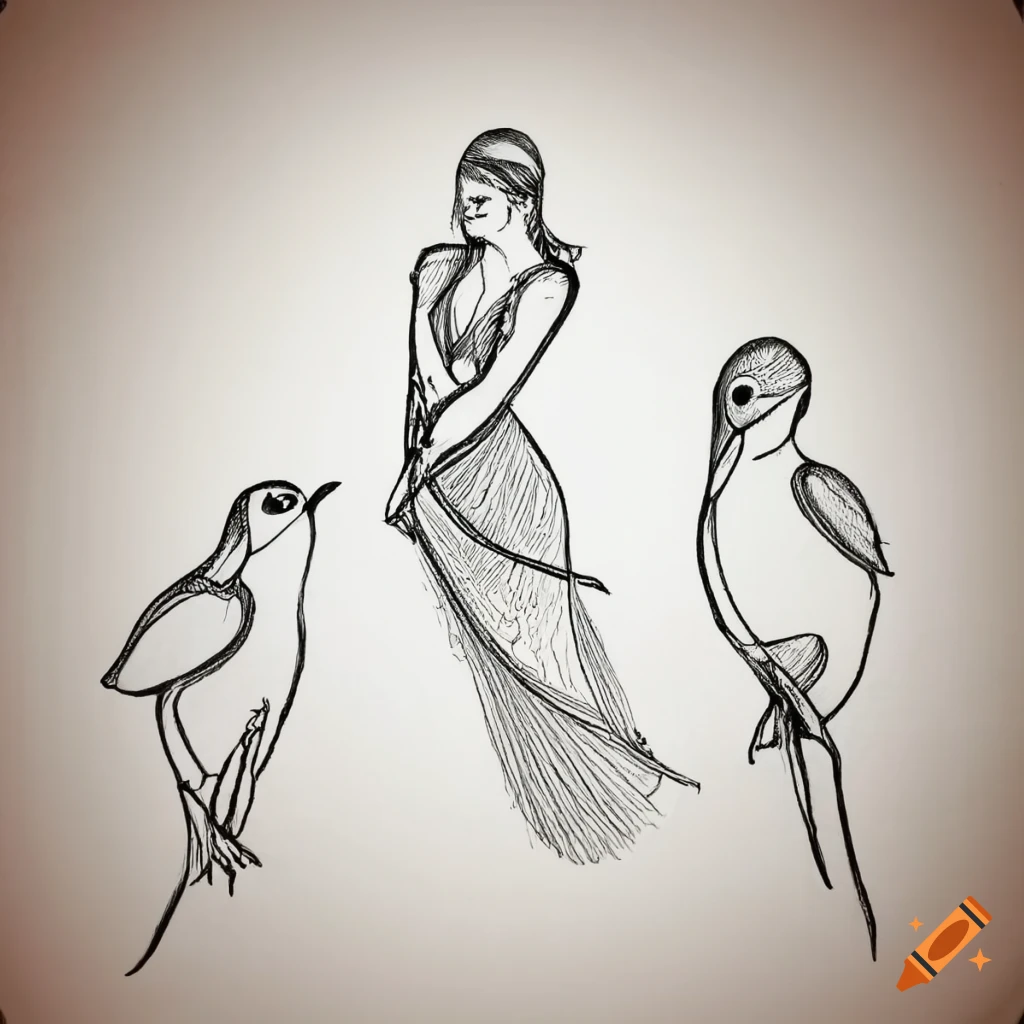 Bird Drawings | ... was asked to help them draw what would eventually  become tattoo | Love bird tattoo couples, Love birds drawing, Bird line  drawing