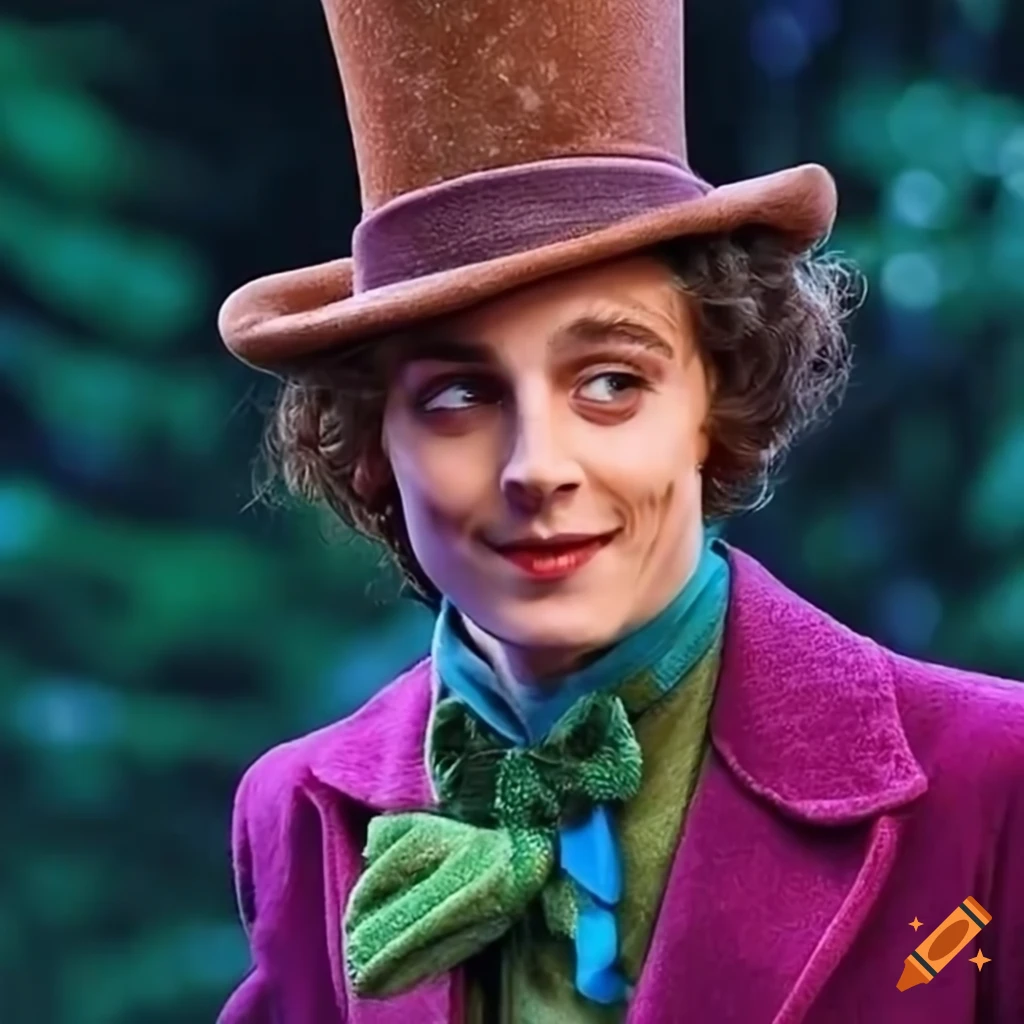 Johnny depp as willy wonka meeting thimothee chalamet as willy wonka in ...