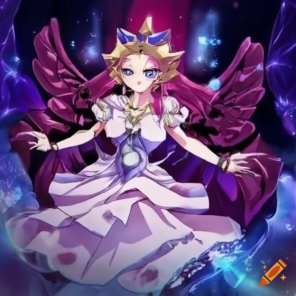 Beautiful anime art, magical anime princess, dybamic art, yugioh card art