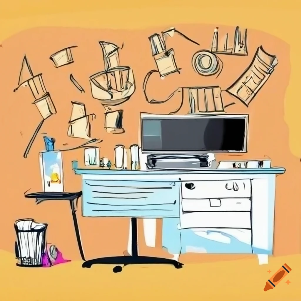 messy office clipart