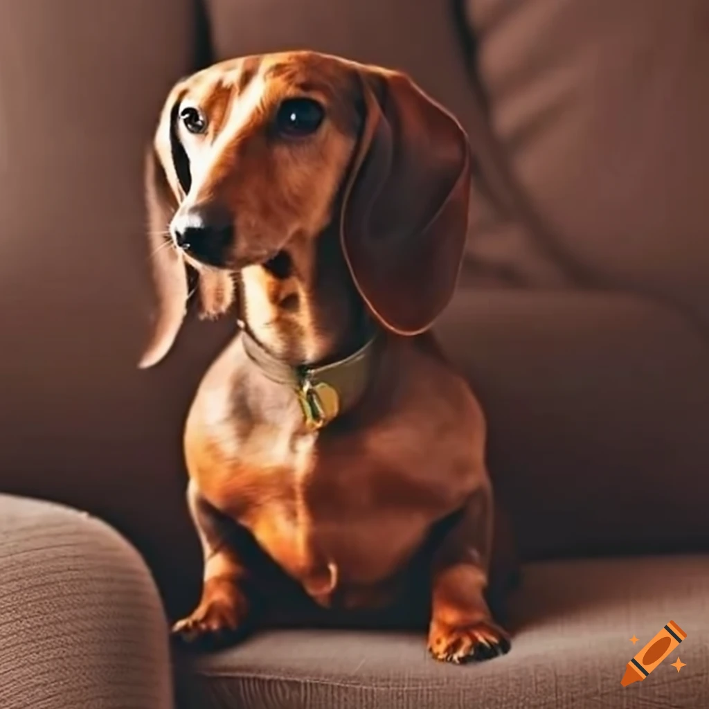 dachshund sitting on the sofa