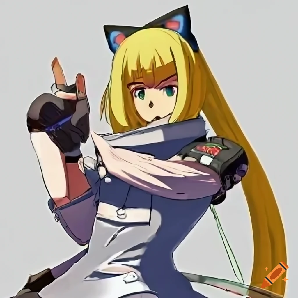 A fusion of guilty gear characters bridget and nekoarc in action