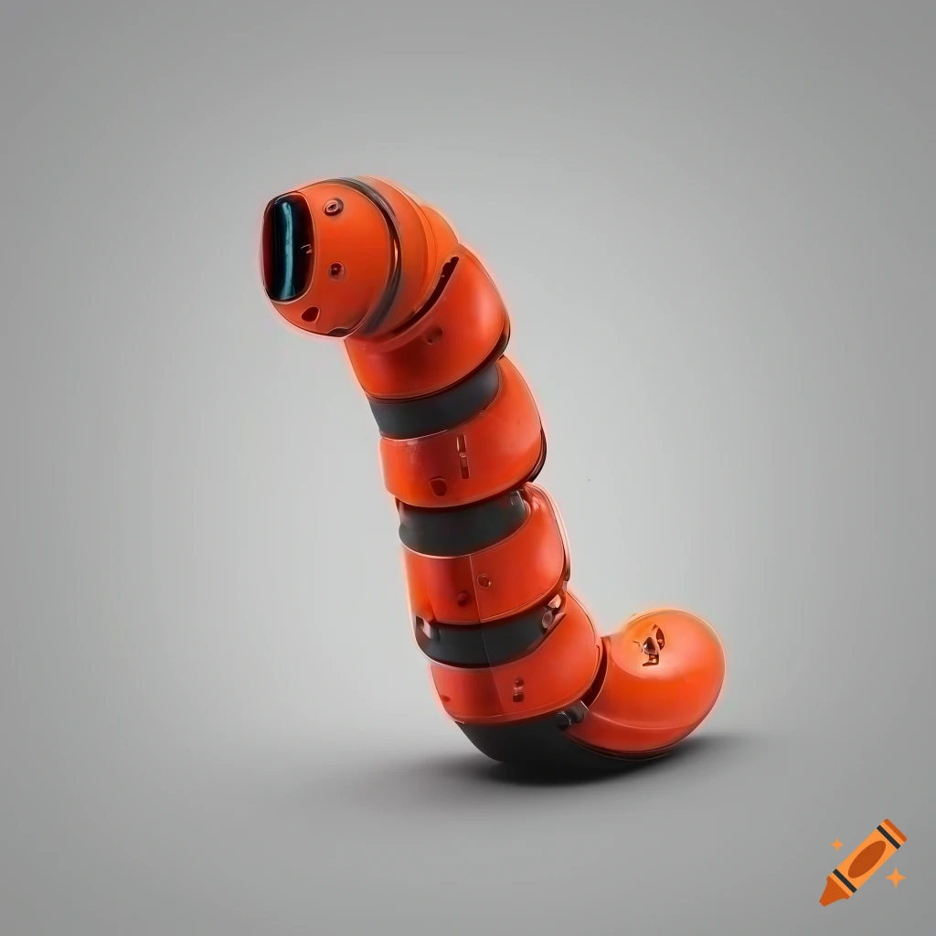 Futuristic robotic worm, orange red, scorn artstyle, 8k, high