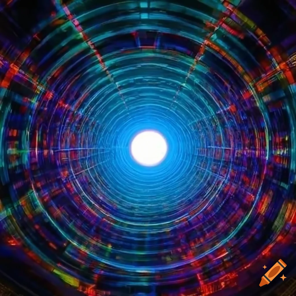 A mesmerizing round tunnel of vibrant lights