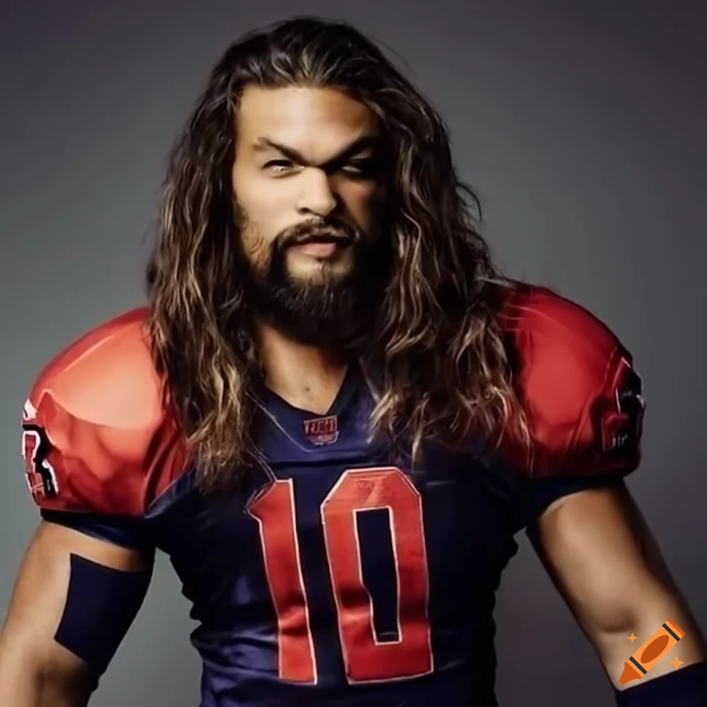Jason momoa wearing american football uniform on Craiyon