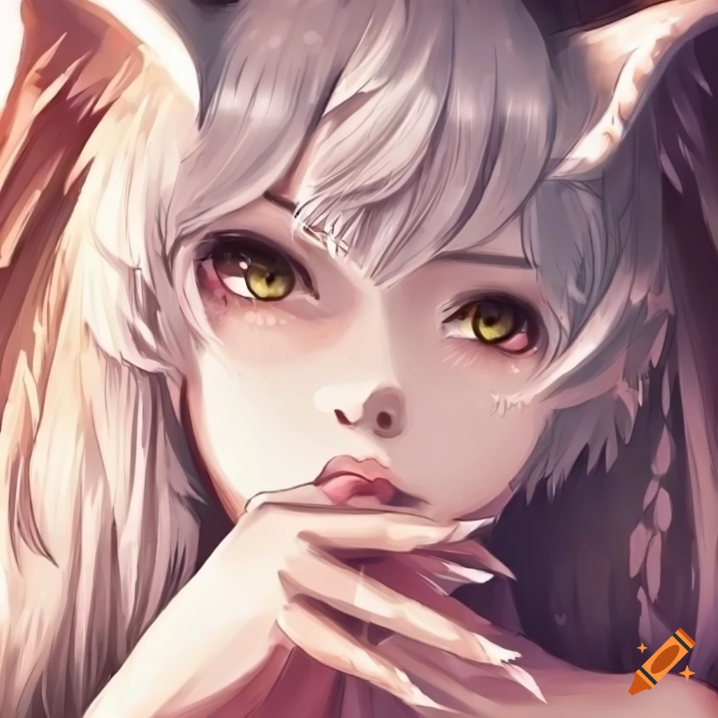 A girl with owl ears in anime style