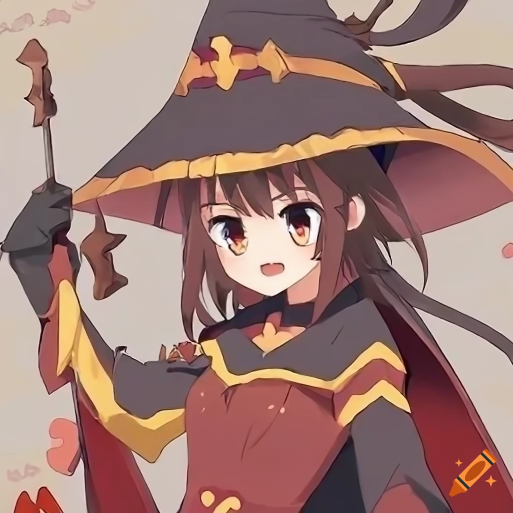 Megumin, an adorable anime character with heart-shaped eyes