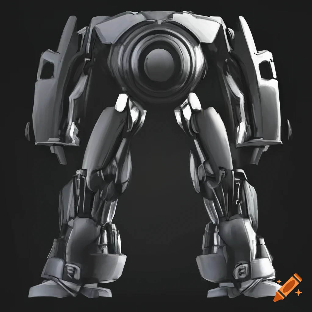 realistic rotund black mecha front view