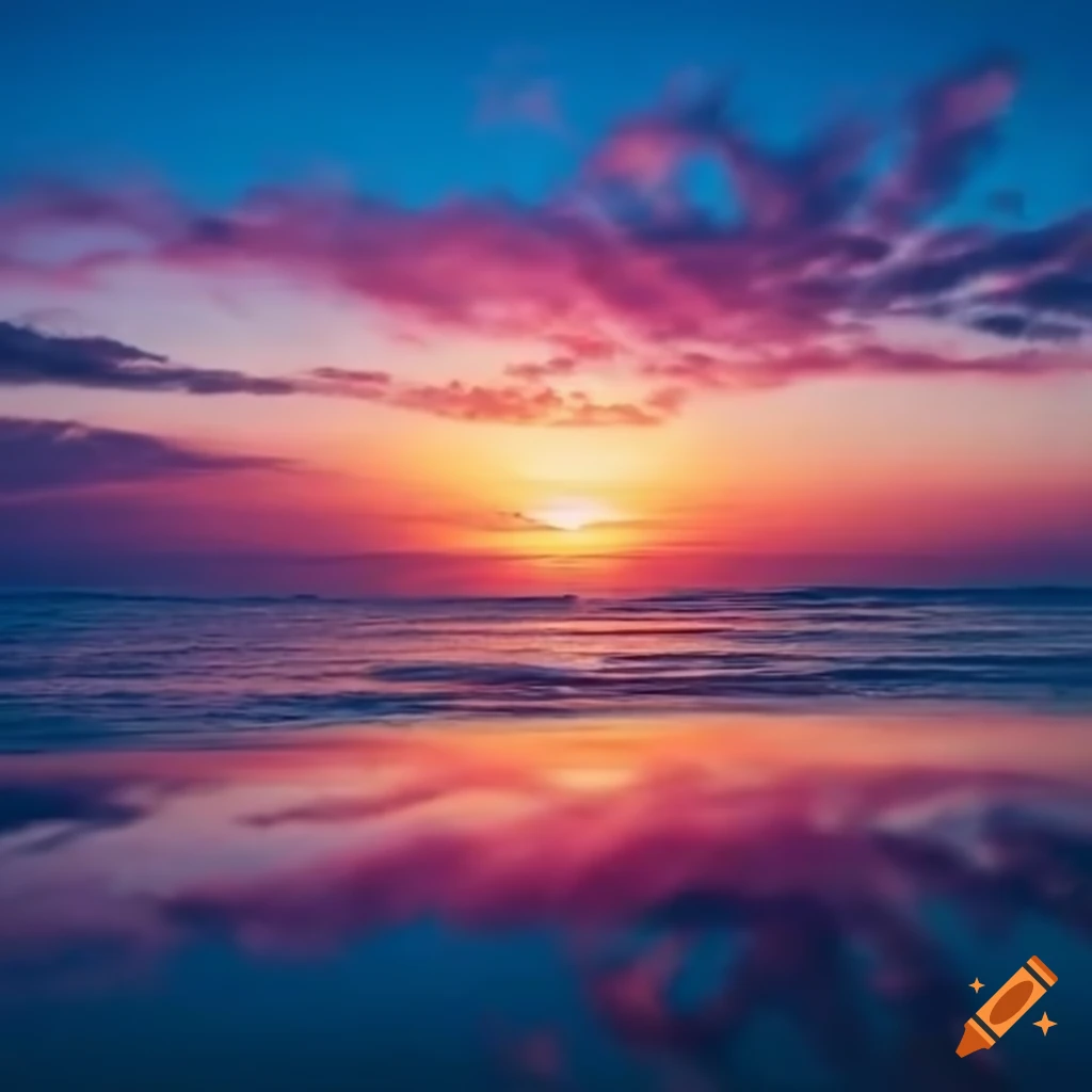 A breathtaking sunset casting warm hues across the calm ocean