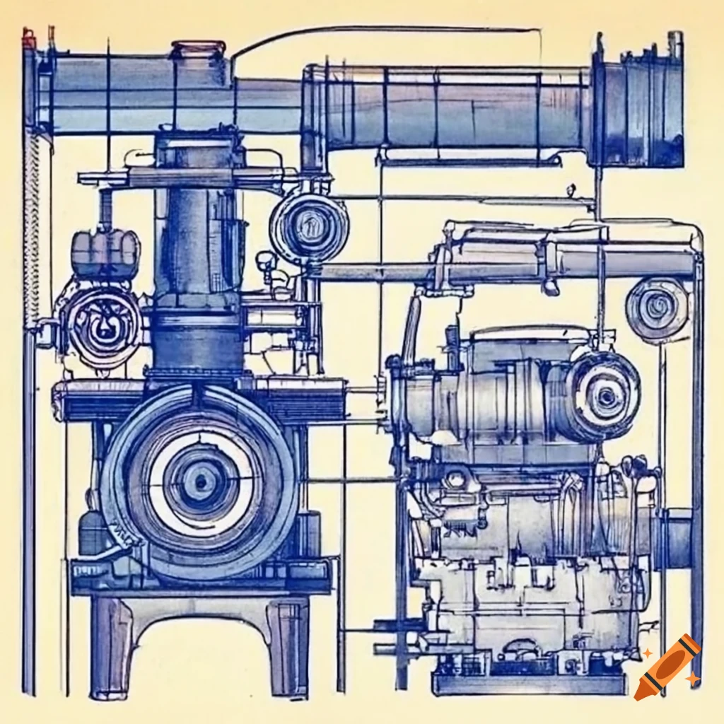 Historical graphic representation, technical drawing, Corliss steam engine  or Corliss engine by the..., Stock Photo, Picture And Rights Managed Image.  Pic. IBR-2067313 | agefotostock