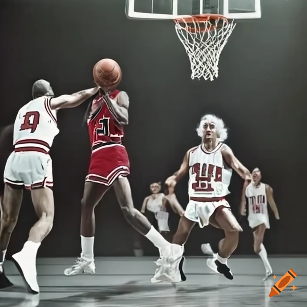 Albert einstein playing basketball with michael jordan on Craiyon
