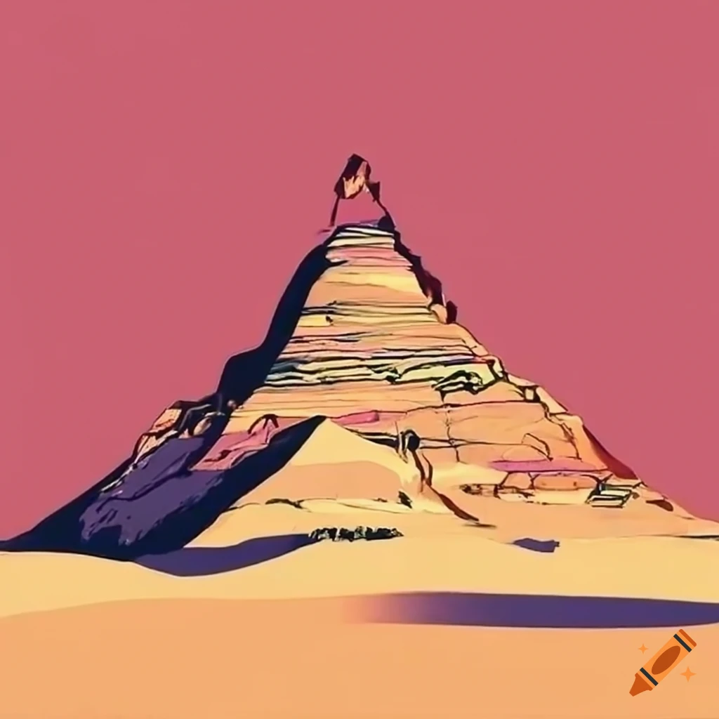 Majestic desert mountain with a temple crowning its peak