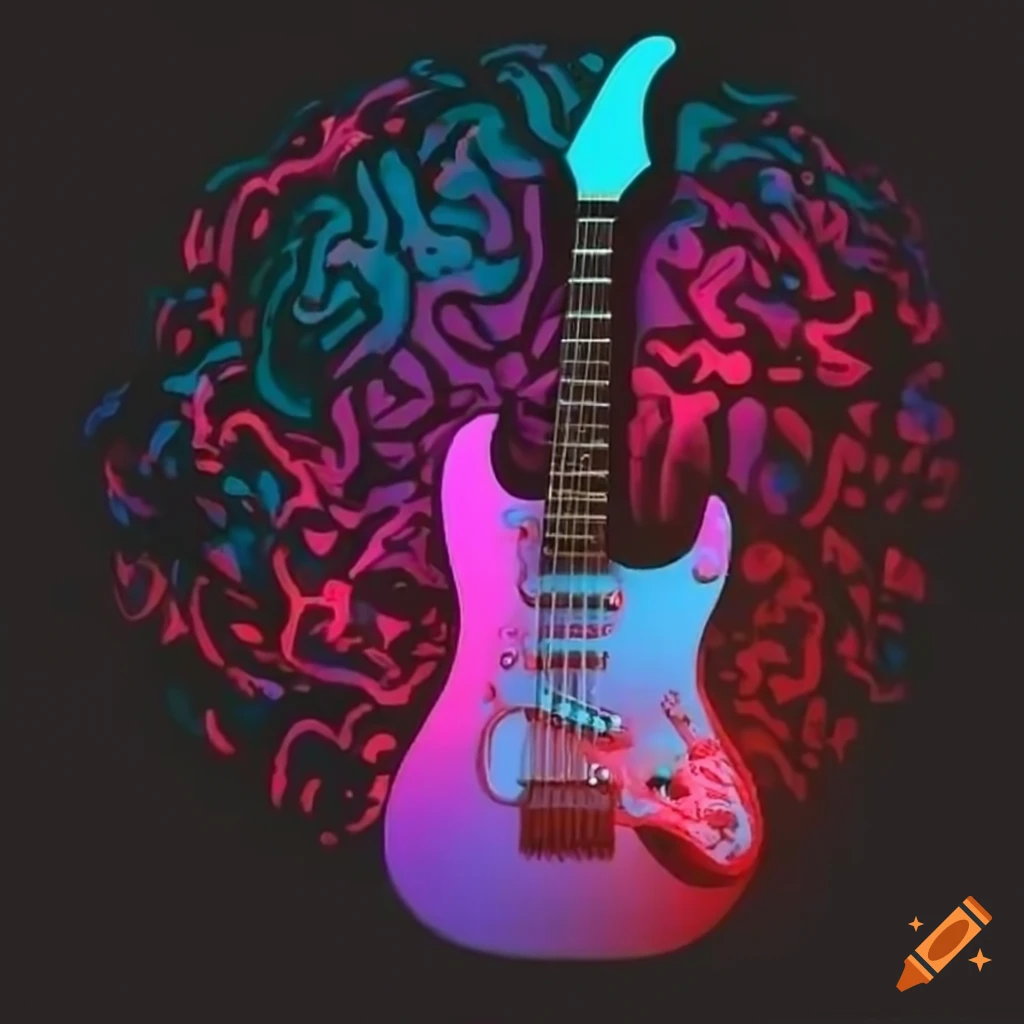electric guitar And brain on the background