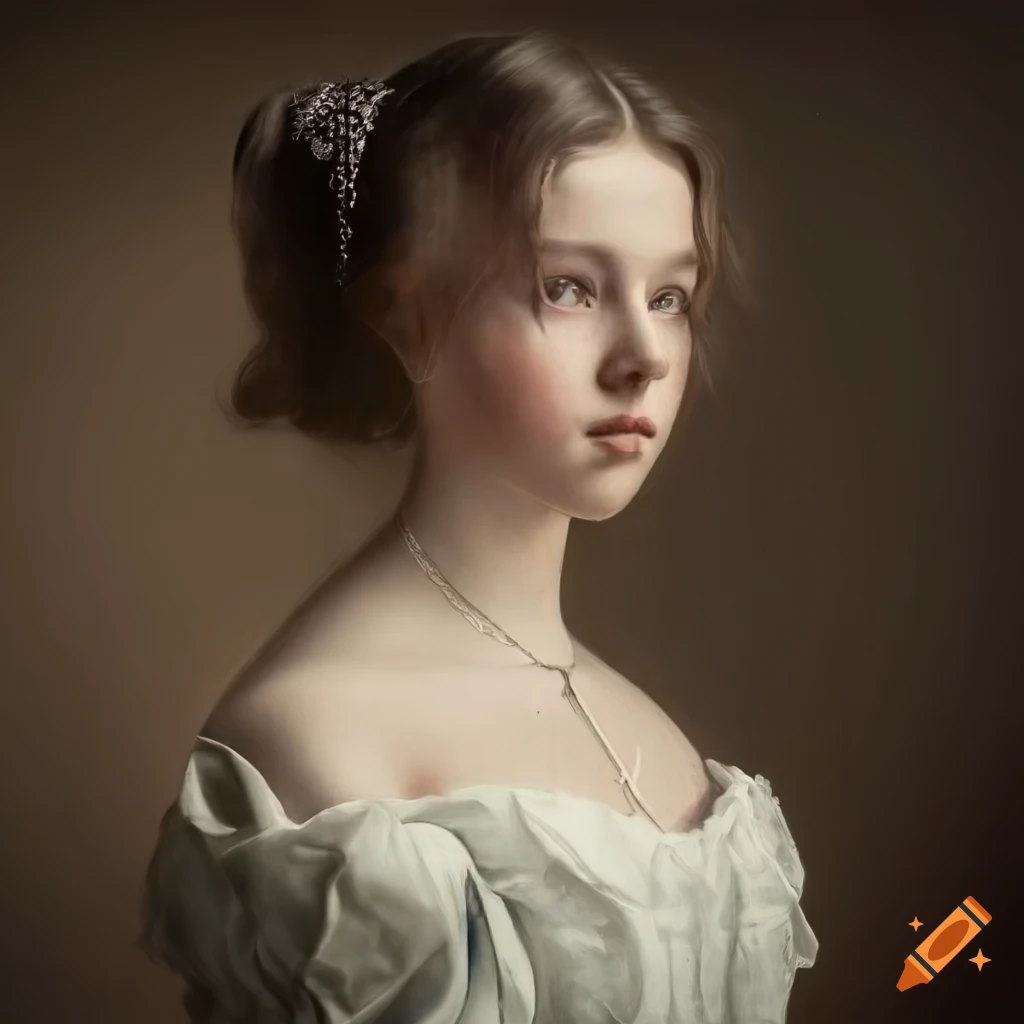portrait of a beautiful girl with late 19th century clothes