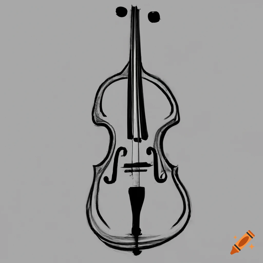 Black And White Violin Or Viola Line Art String Instrument
