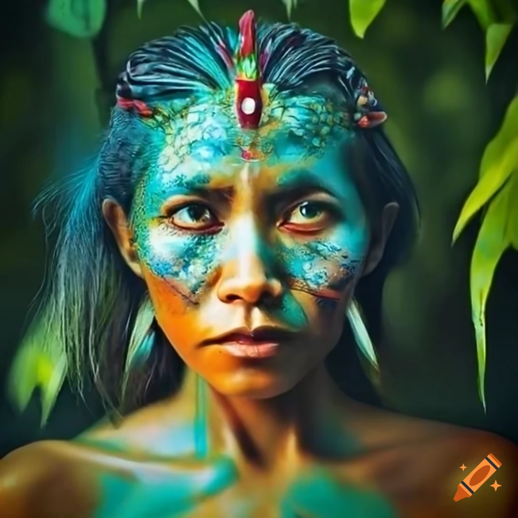 Woman spirit amazonian amerindian forest water