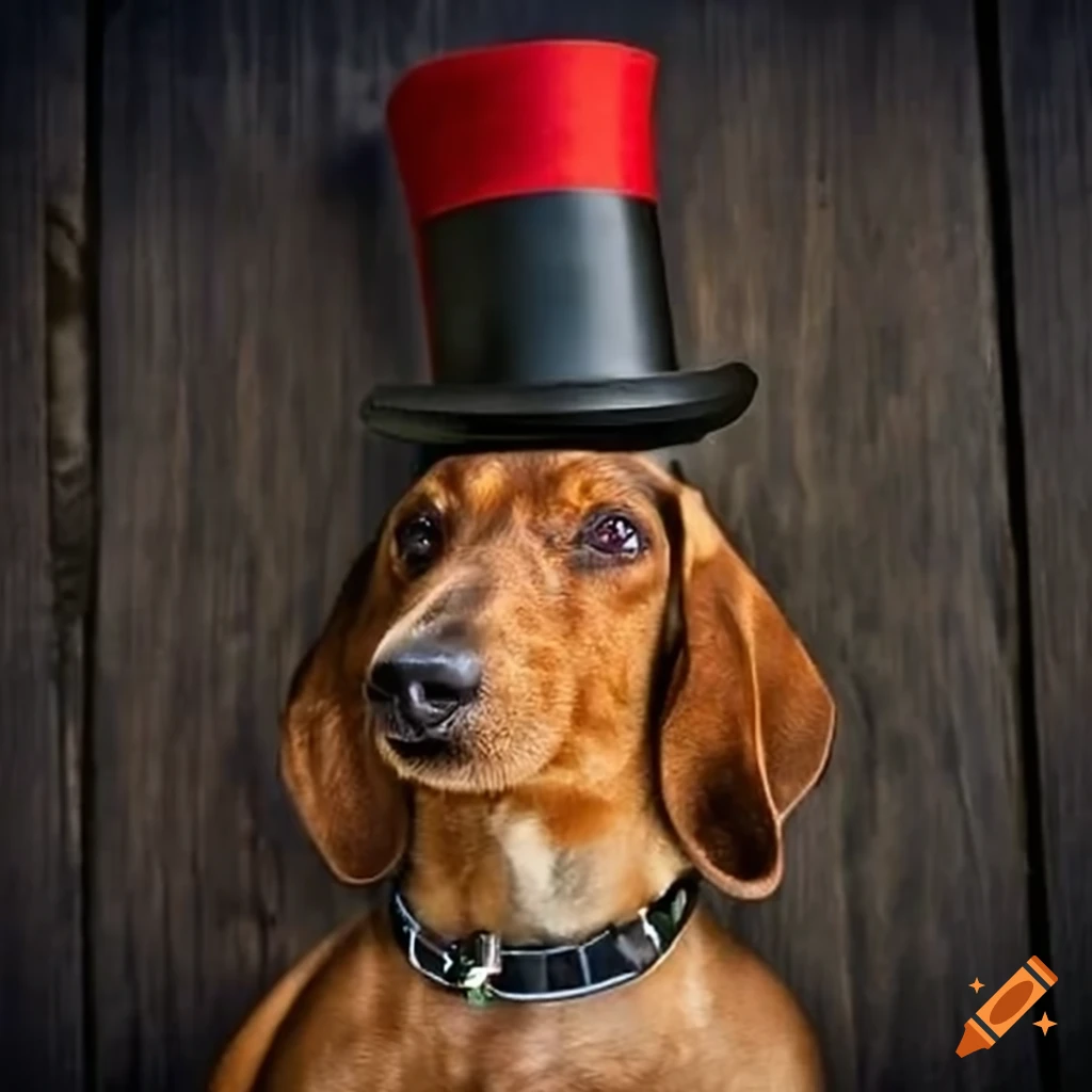 A sausage dog with a top hat on a Shai’s long