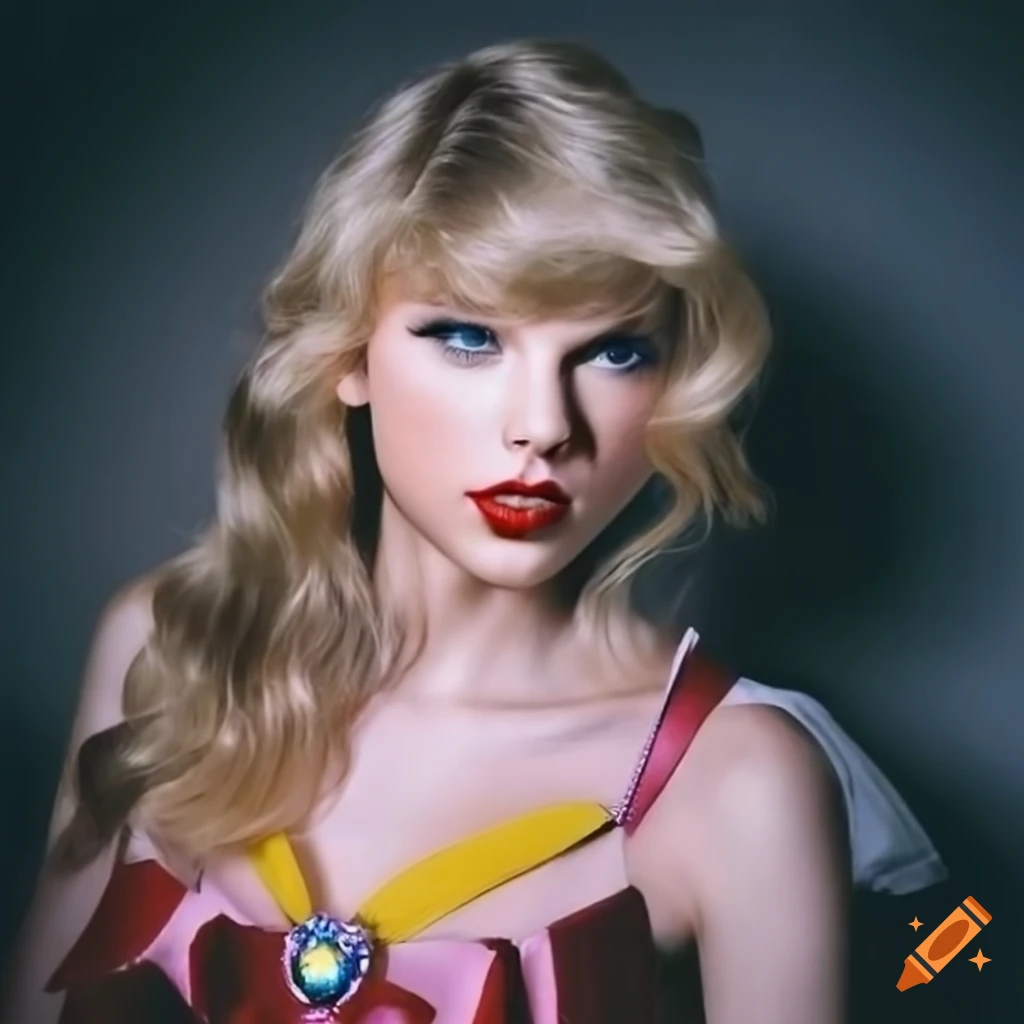 Portrait of taylor swift as sailor moon with long yellow pigtails