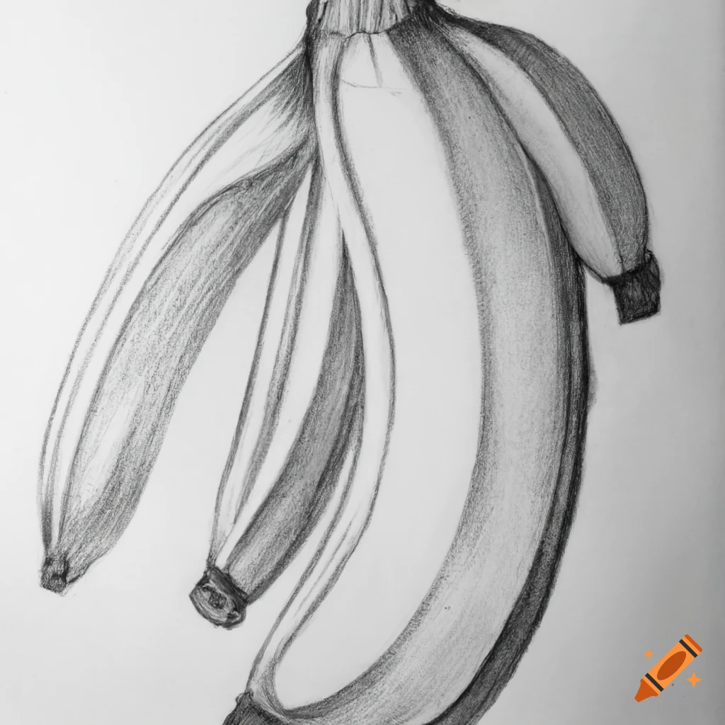 This Is A Pencil Drawing Of Bananas With Leaves,pencils,coloring Page Banana  PNG Image And Clipart Image For Free Download - Lovepik | 380545078