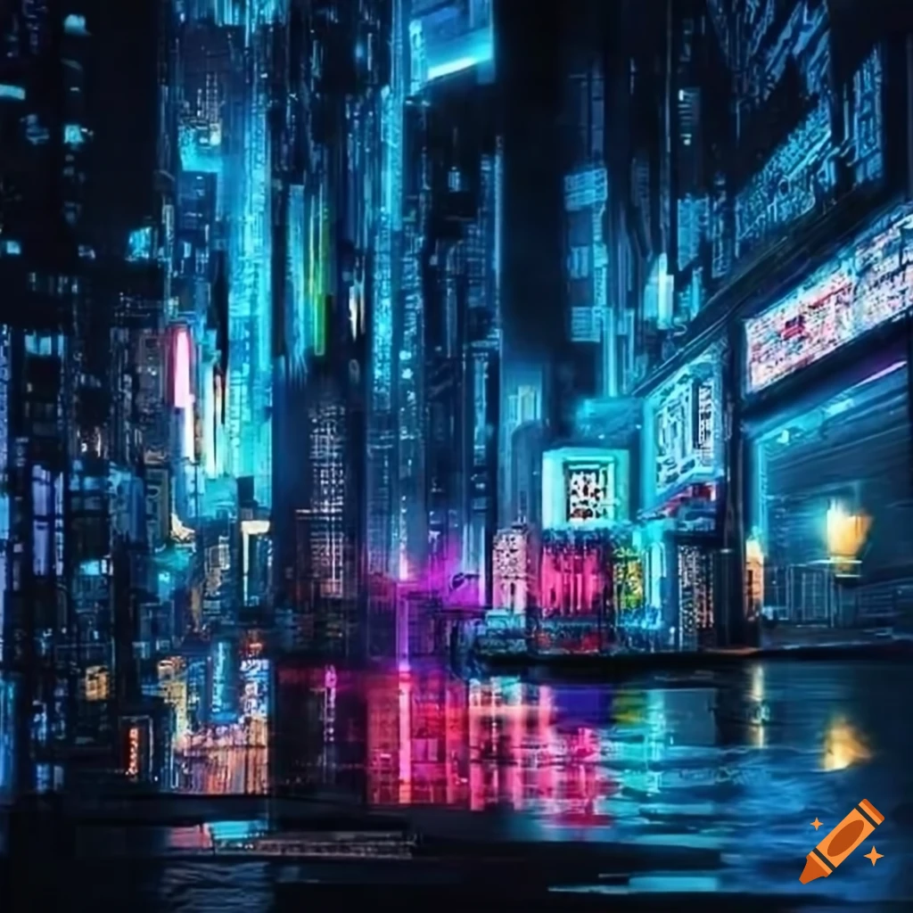 Neon futuristic city