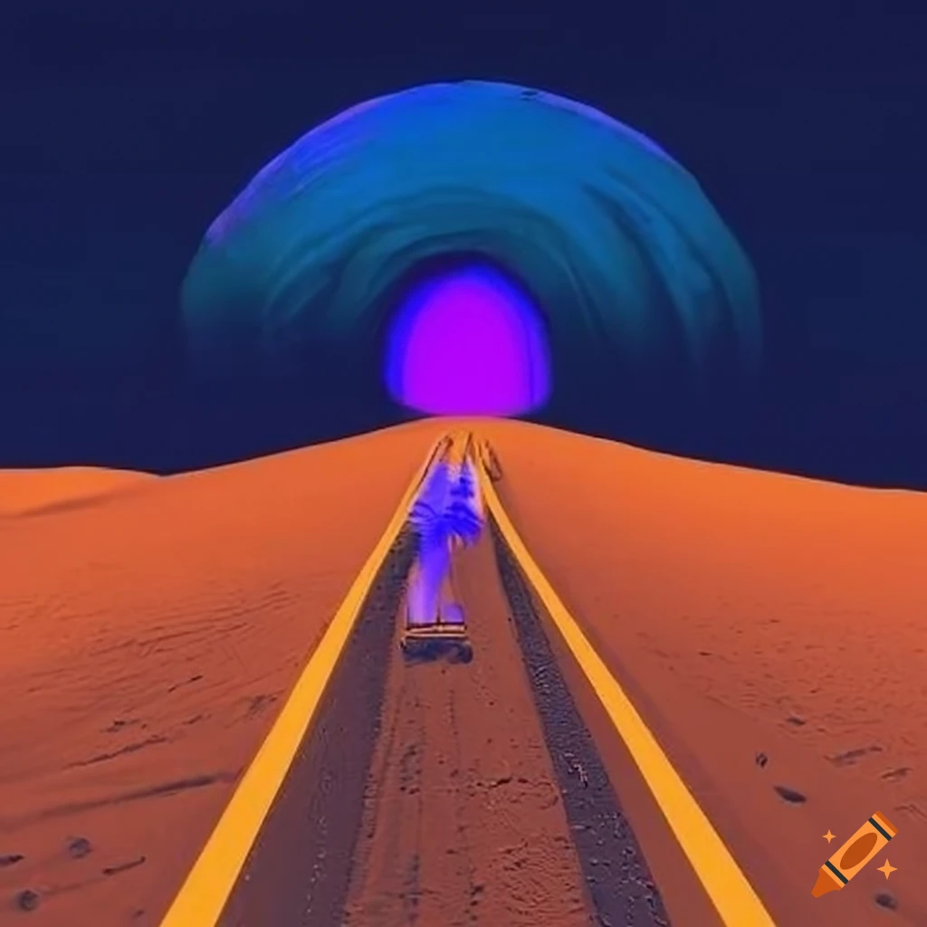An album cover for an album named "road to pootopia". make it look like a road through the desert with no final destination