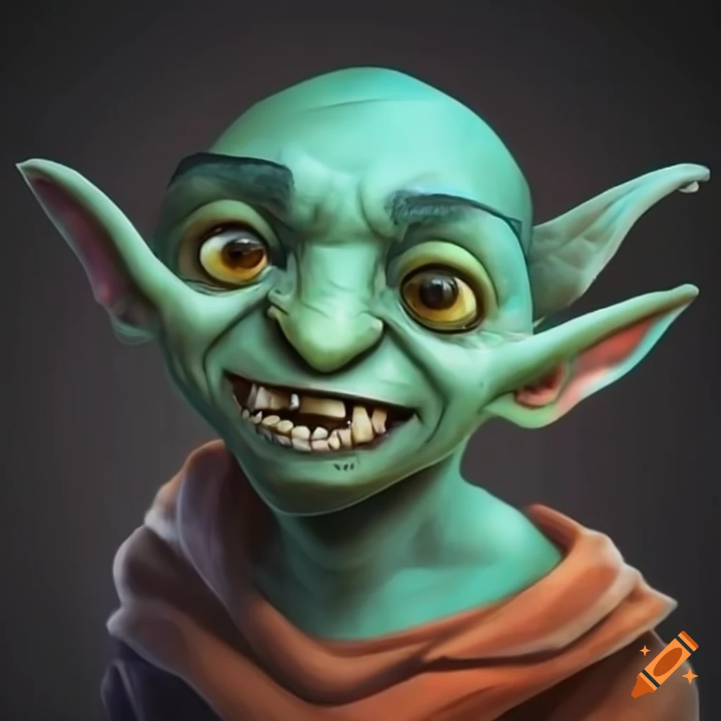 A little goblin male very nerd with big teeth and googles that looks ...