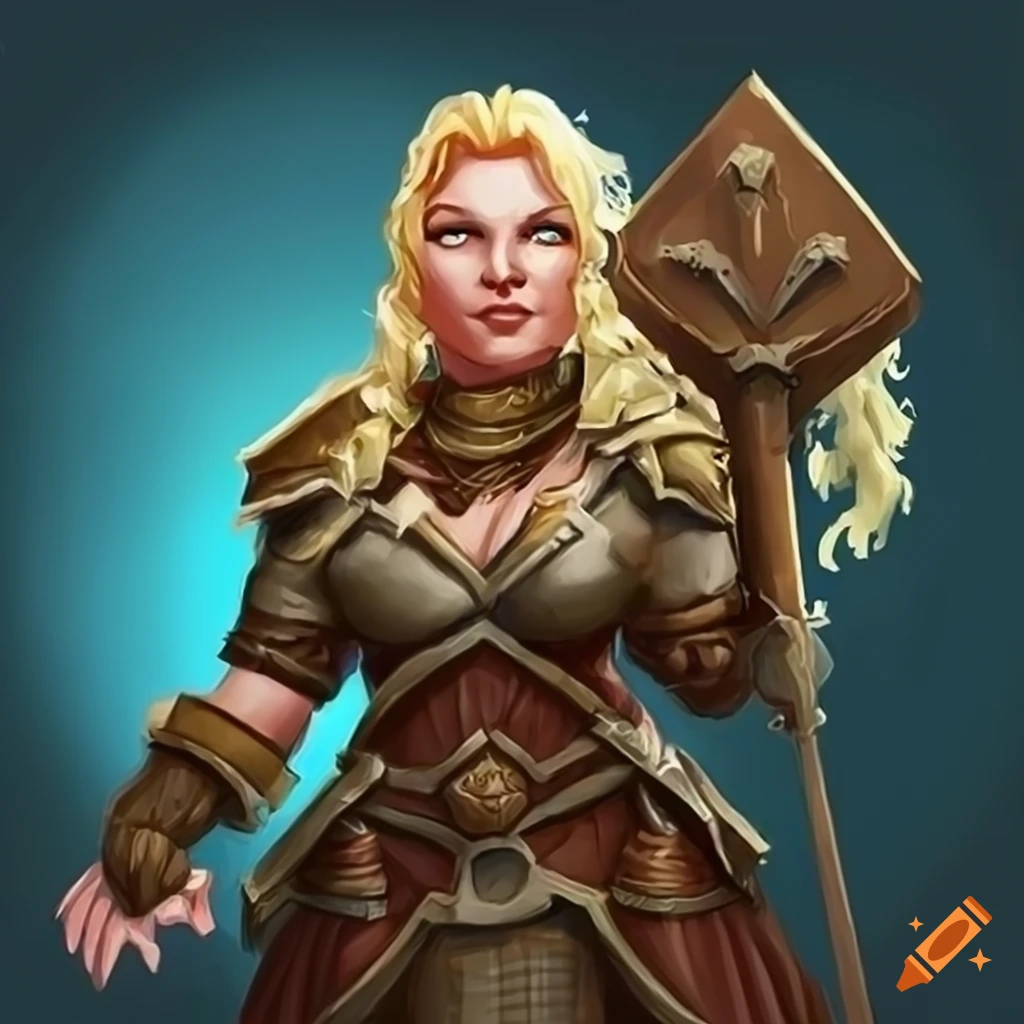 Fantasy Female Dwarf Cleric With Blonde Hair On Craiyon