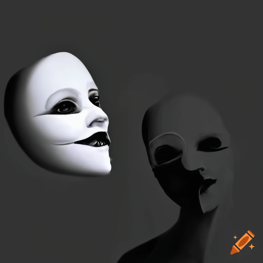 Silhouette of three figures wearing white masks on Craiyon