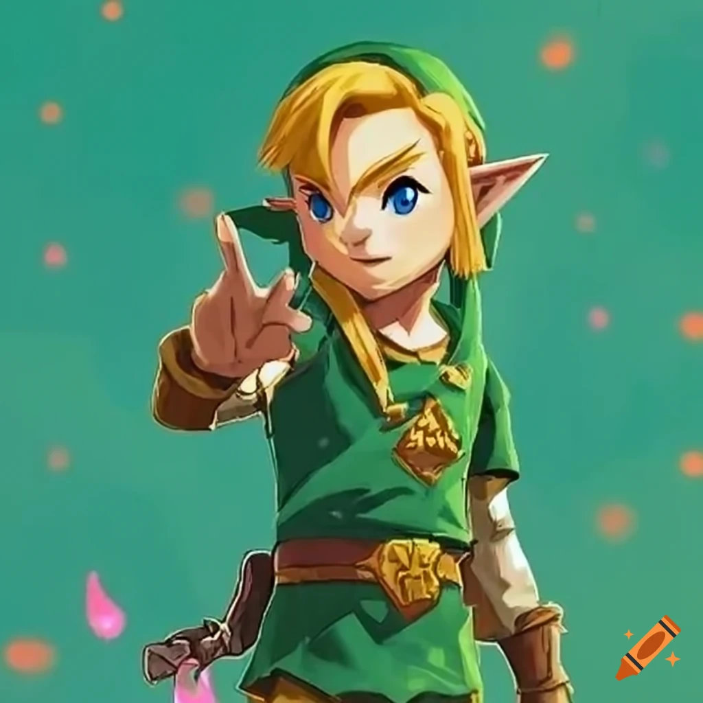 A birthday card that depicts link from zelda and has enough space to the left of link to write