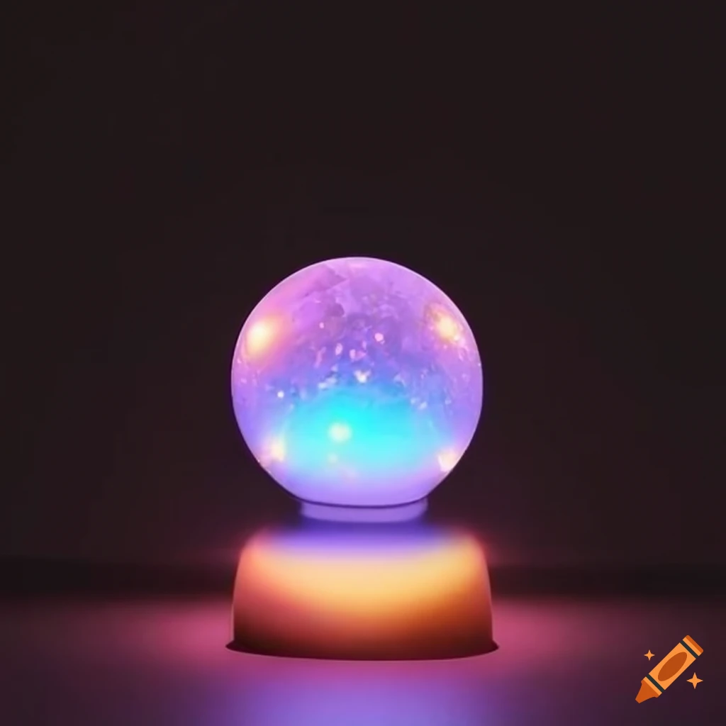 Beautiful crystal sphere with a glowing golden stone at its center