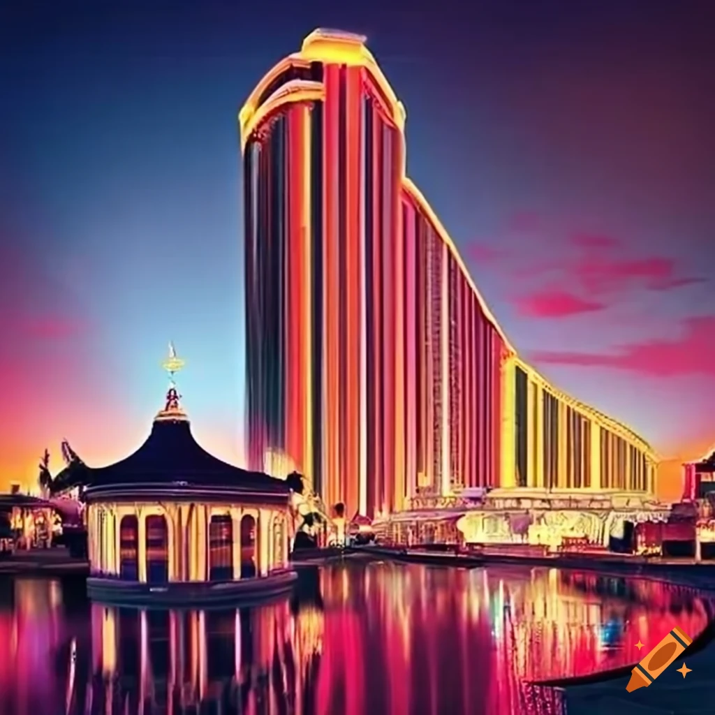 Design a casino and resort reminiscent of the historical moulin rouge in  las vegas. include a high-rise hotel, resort-style pool with cabanas and  stage, and shopping center. the hotel should have at