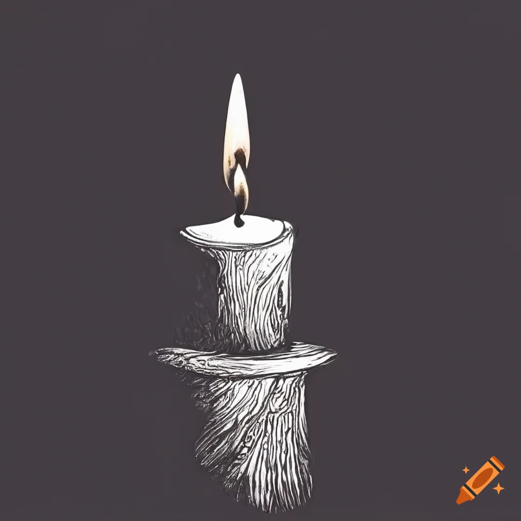 Illustration of melting wax candle with smoke on Craiyon