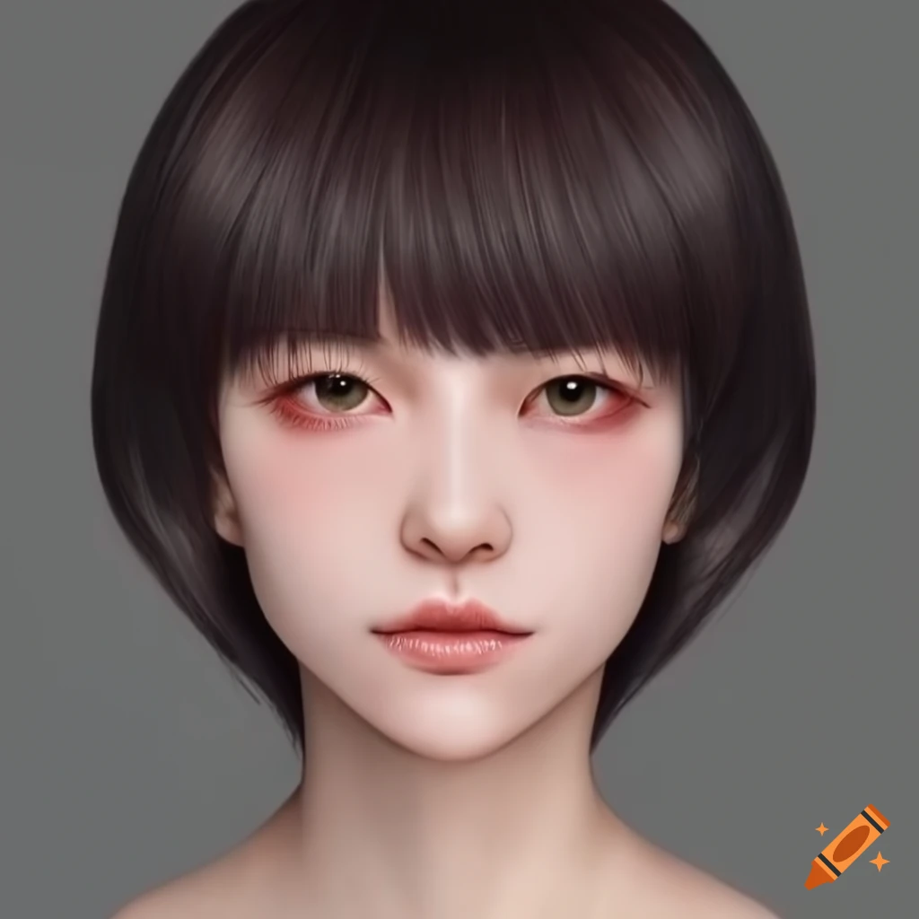 Saya, japanese, realistic face, realistic eyes, woman, short hair, portrait
