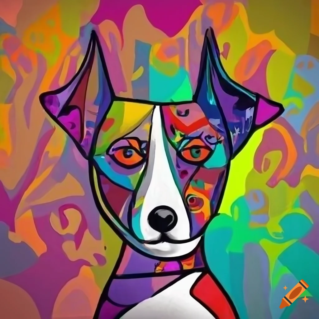 Abstract artwork of a basenji dog in picasso's style on Craiyon