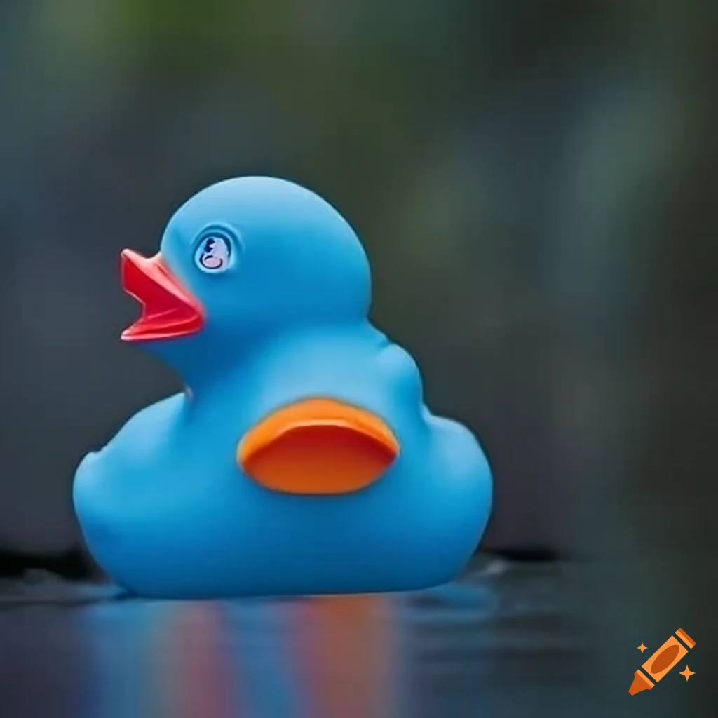A gangster blue rubber duck with a unique fashion sense wearing a