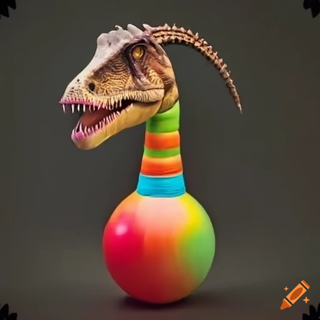 A dinosaur with a bowling pin on it's head on Craiyon