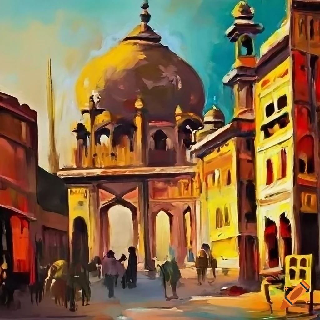 Old lahore oil painting on Craiyon