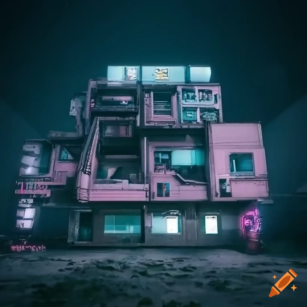 Cyberpunk dystopian housing unit on Craiyon
