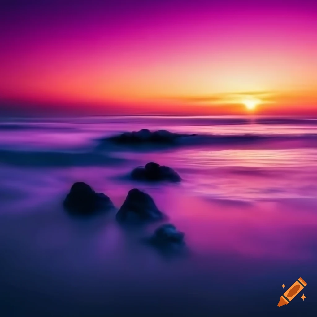 Wall Mural Beautiful pink sunset over sea 