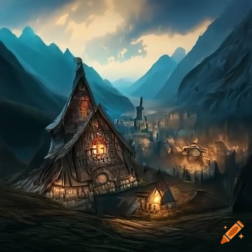 Fantasy mountain village