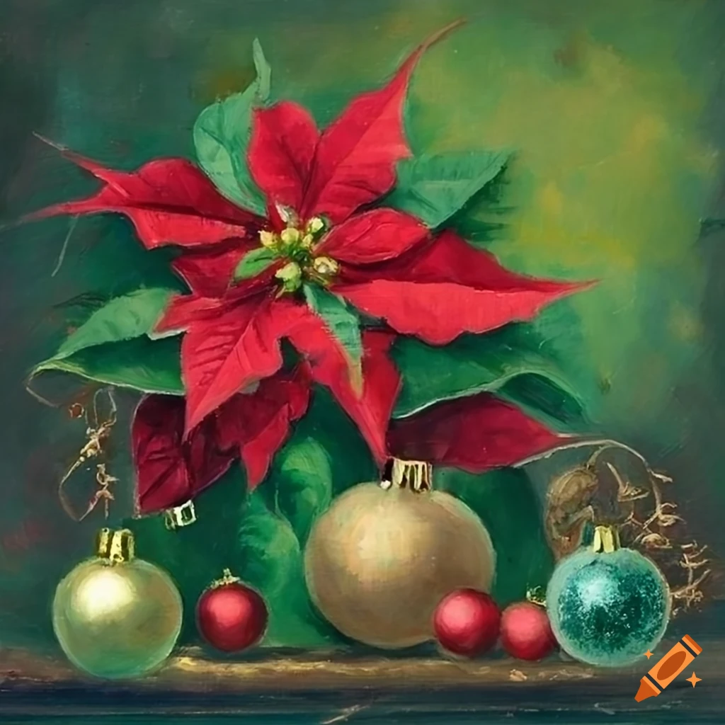 Christmas Decor, Diamond Painting, Christmas Poinsettia Wall Art