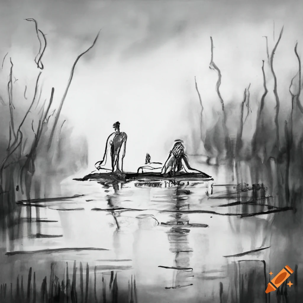 Realistic pond drawing
