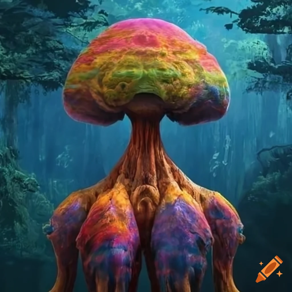 an alien like planet with colourful trees and weird animals