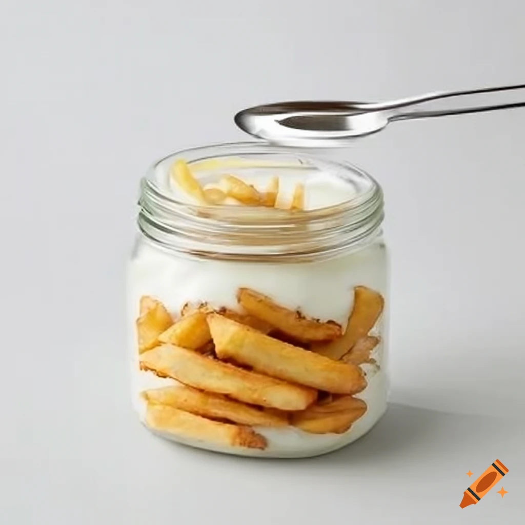 Yoghurt jar with french fries taste