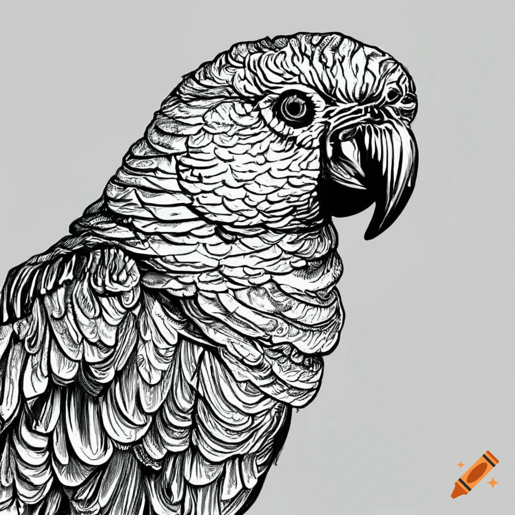 Pencil Sketch - Hyacinth Macaw Parrot | imagicArt