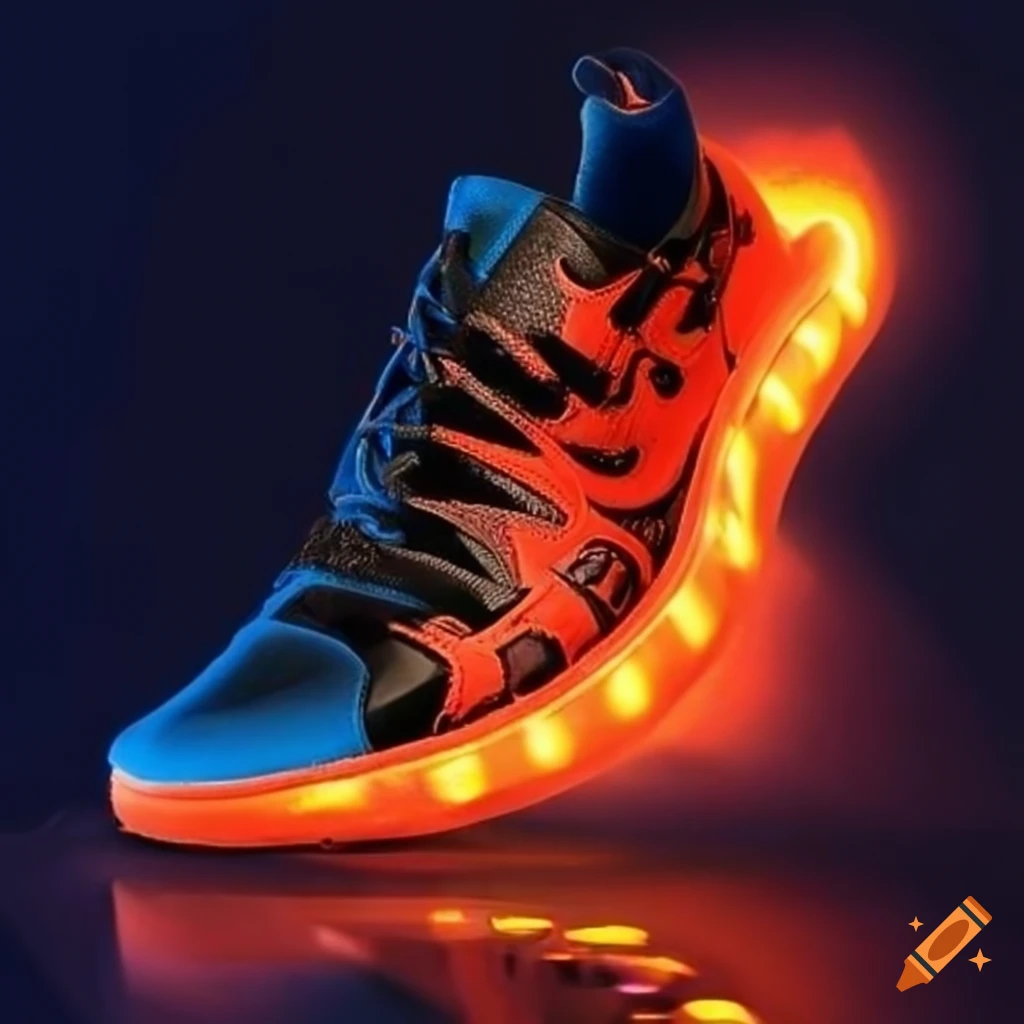 LED Light Up Shoes, Orange Flames
