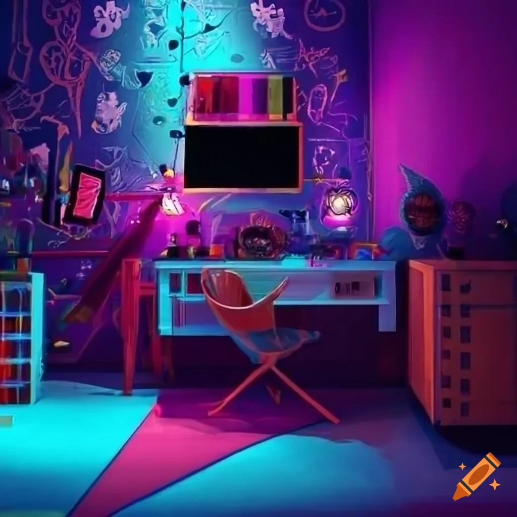 A boy enjoying music in a vibrant retrothemed room image by the fifth